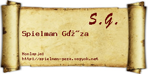 Spielman Géza névjegykártya